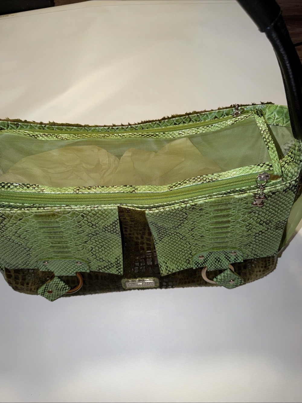 Chrome Bones Pet Carrier 9" x 9”x 17” Green Color Crocs Embossed